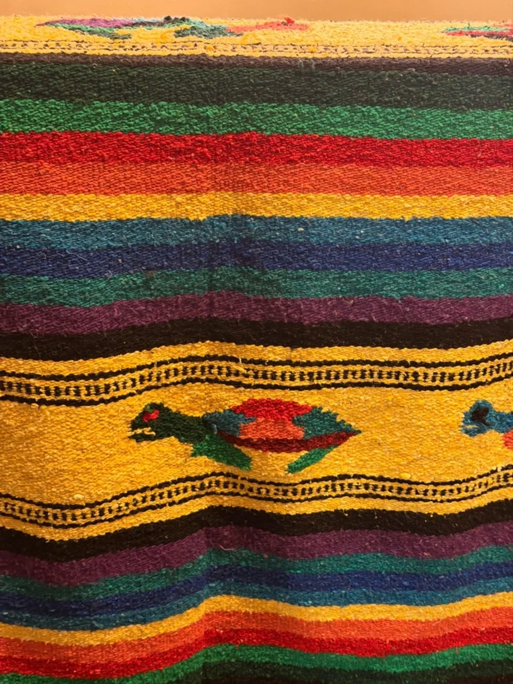 Handwoven Blanket with Turtle Design